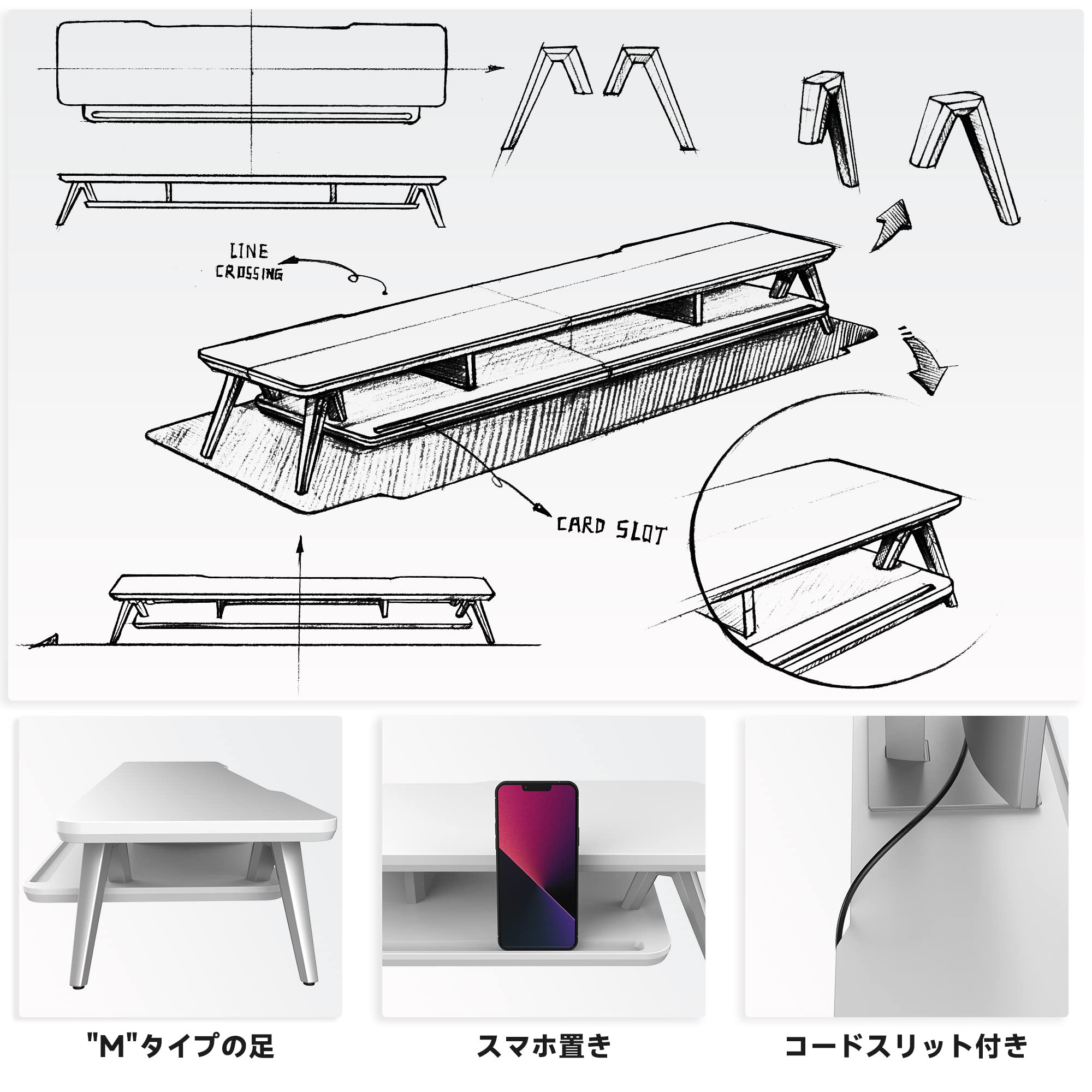 Fenge机上ラック108cm幅2段アルミニウム製脚 ホワイトG04A2121A Amazon.co.jp: Fenge モニター台 卓上 机上台 パソコン台 机上ラック